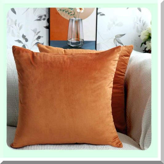 Cozy Velvet Orange Pillowcase Set - 18x18 Inch Decorative Square Cushion Covers for Couch Sofa & Bedroom - Soft & Stylish Home Decor - 45x45 Cm