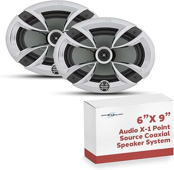 6x9 Car Speakers, 400W, 3-Way Coaxial, Includes Grills