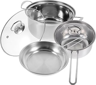 3-Piece Stainless Steel Cookware Set with Lids