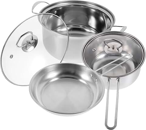 3-Piece Stainless Steel Cookware Set with Lids