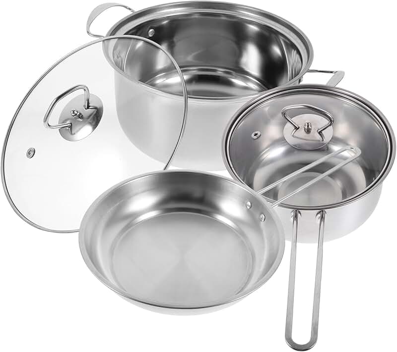 3-Piece Stainless Steel Cookware Set with Lids