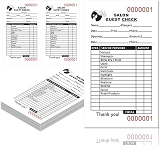 Set of 12 salon guest check books, 3x5.1 inches