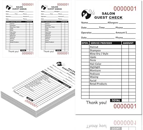 Set of 12 salon guest check books, 3x5.1 inches