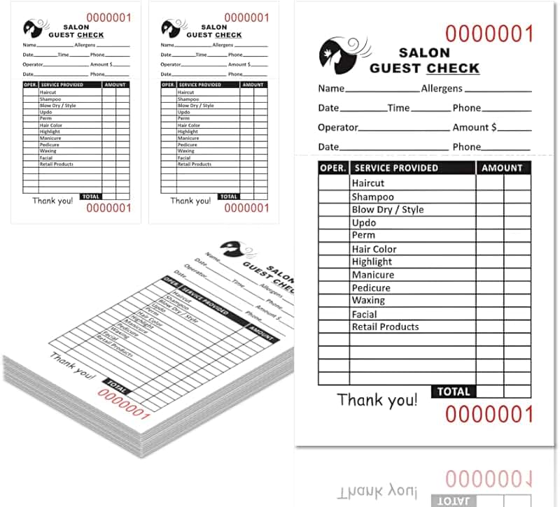 Set of 12 salon guest check books, 3x5.1 inches