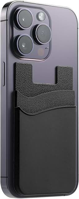 Black phone card holder for back of phone