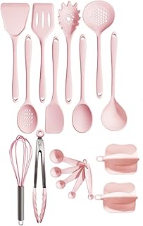 Pink 18-Piece Silicone Kitchen Utensil Set