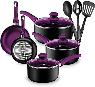 11-Piece Nonstick Aluminum Cookware Set in Purple