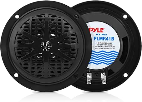 4-Inch Waterproof Marine Speakers, 1 Pair