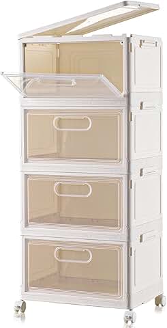 Four-Tier Clear Stackable Storage Bins with Lids