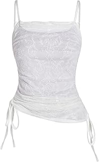 Women's Gothic Ruched Lace Cami Top