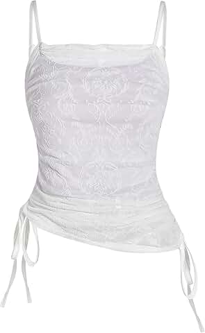Women's Gothic Ruched Lace Cami Top