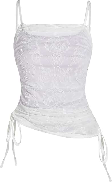 Women's Gothic Ruched Lace Cami Top
