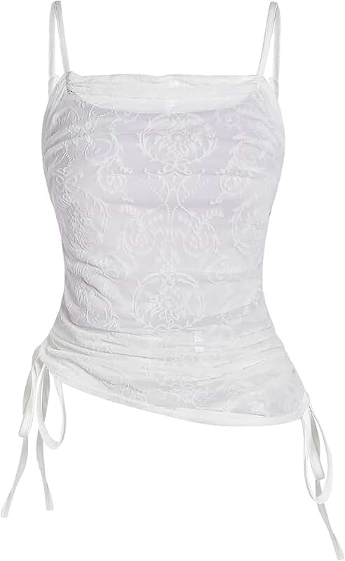 Women's Gothic Ruched Lace Cami Top