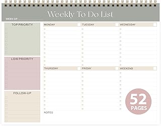 Weekly To Do List Notepad with 52 Sheets