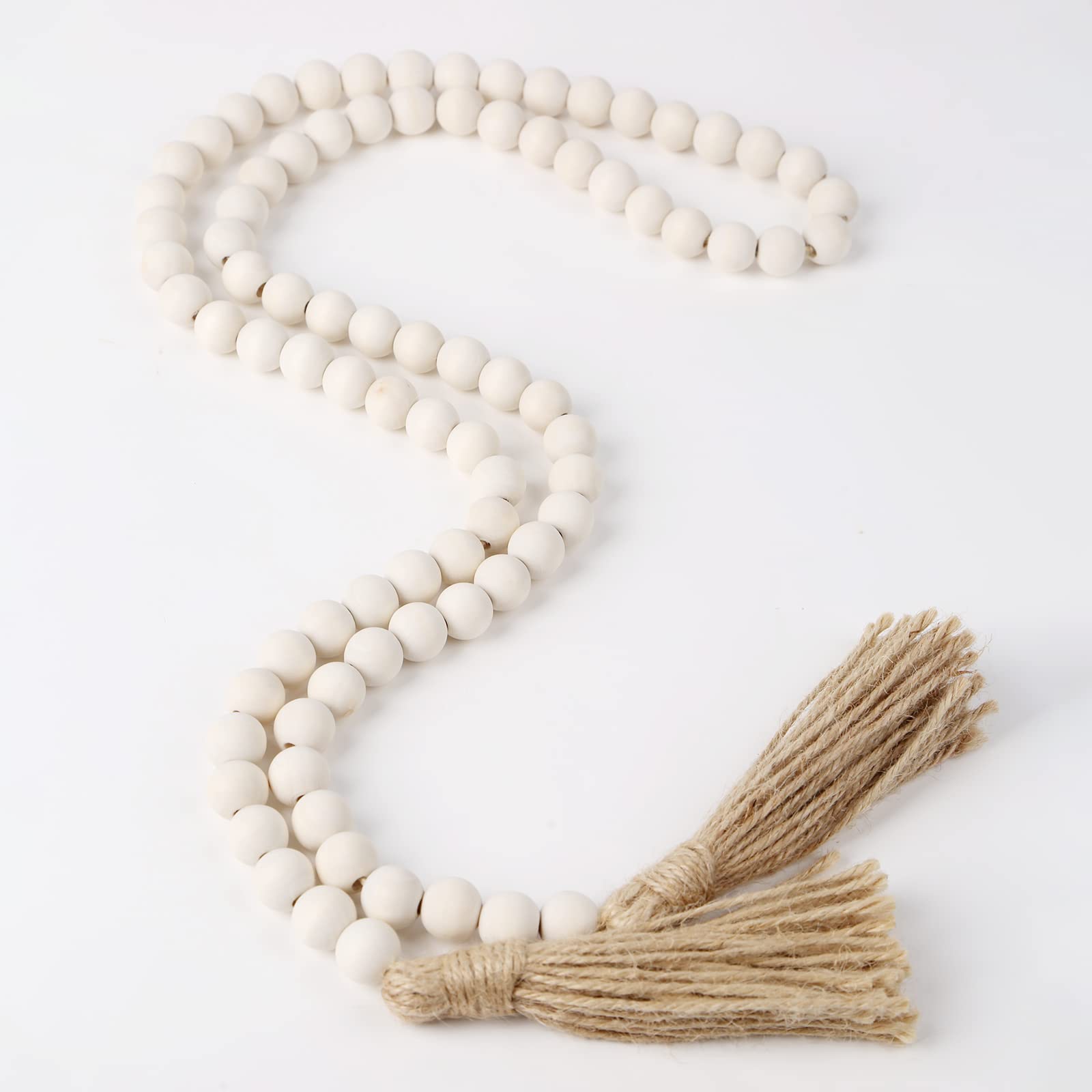 Farmho e Beads 58in Wood Bead Garland with Tassels R tic Country Decor Prayer Boho Beads Big Wall Hanging Decor