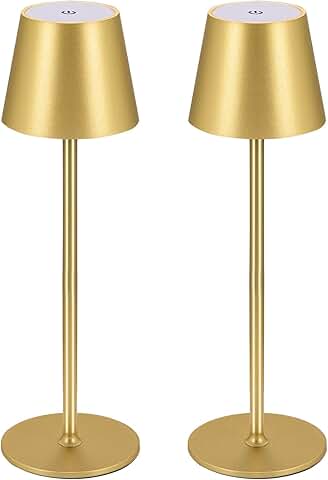 Wireless LED Table Lamp, Rechargeable, Touch Control, 2 Pack