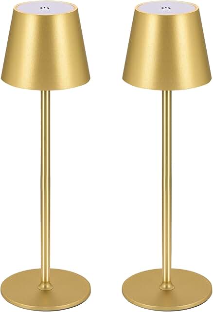 Wireless LED Table Lamp, Rechargeable, Touch Control, 2 Pack