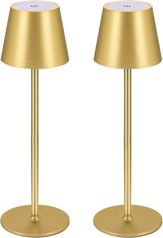 Wireless LED Table Lamp, Rechargeable, Touch Control, 2 Pack
