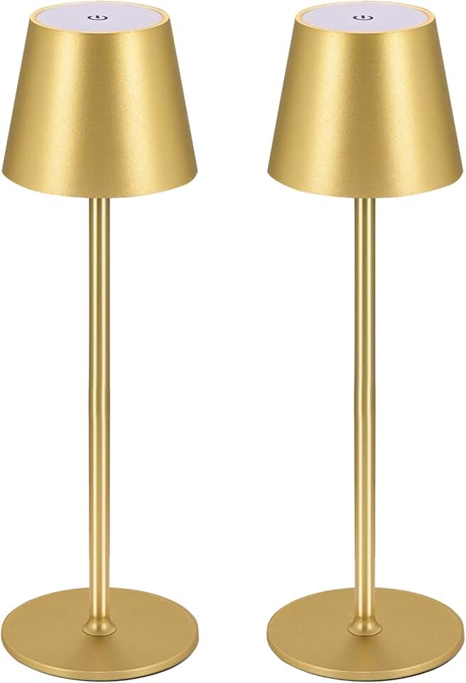 Wireless LED Table Lamp, Rechargeable, Touch Control, 2 Pack