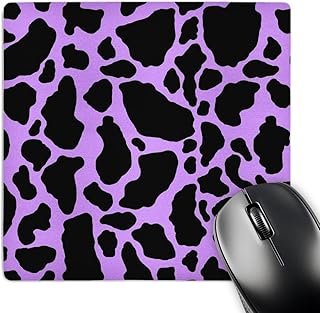 Purple and white cow print mouse pad, 8 x 8 inches