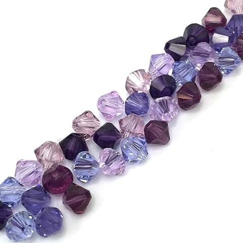 50 pcs 4mm Crystal Bicone Beads in Violet Purple Mix