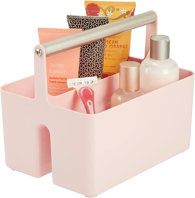 Under Sink Bathroom Storage Caddy in Blush/Satin