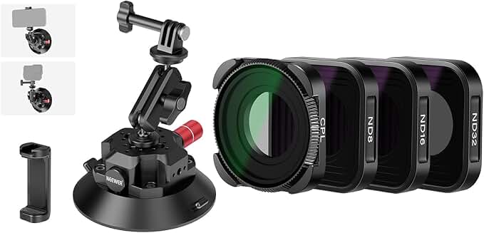 4.5" Suction Cup Camera Mount with ND Filter and Ball Head