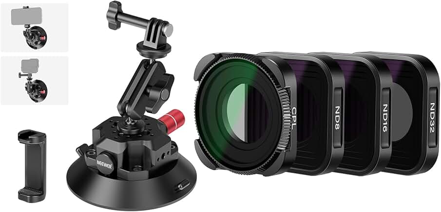 4.5" Suction Cup Camera Mount with ND Filter and Ball Head