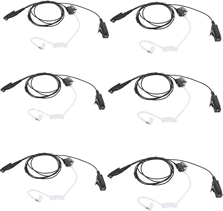6-Pin Walkie Talkie Earpiece with Microphone (6 Pack)
