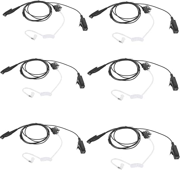 6-Pin Walkie Talkie Earpiece with Microphone (6 Pack)
