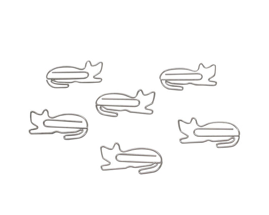 Cat-shaped paper clips in silver tin, 100 pieces
