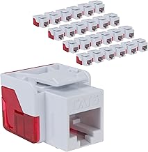25-pack white CAT6 keystone jacks with inline IDC, easy termination