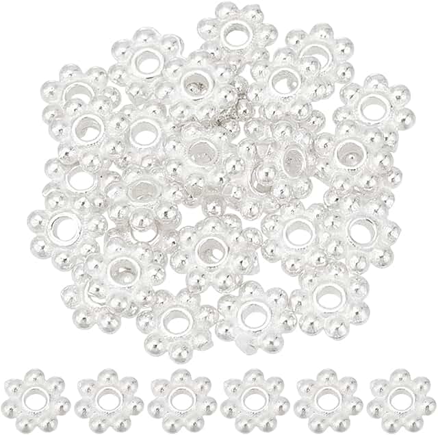 30 Sterling Silver Flower Spacer Beads, 4mm
