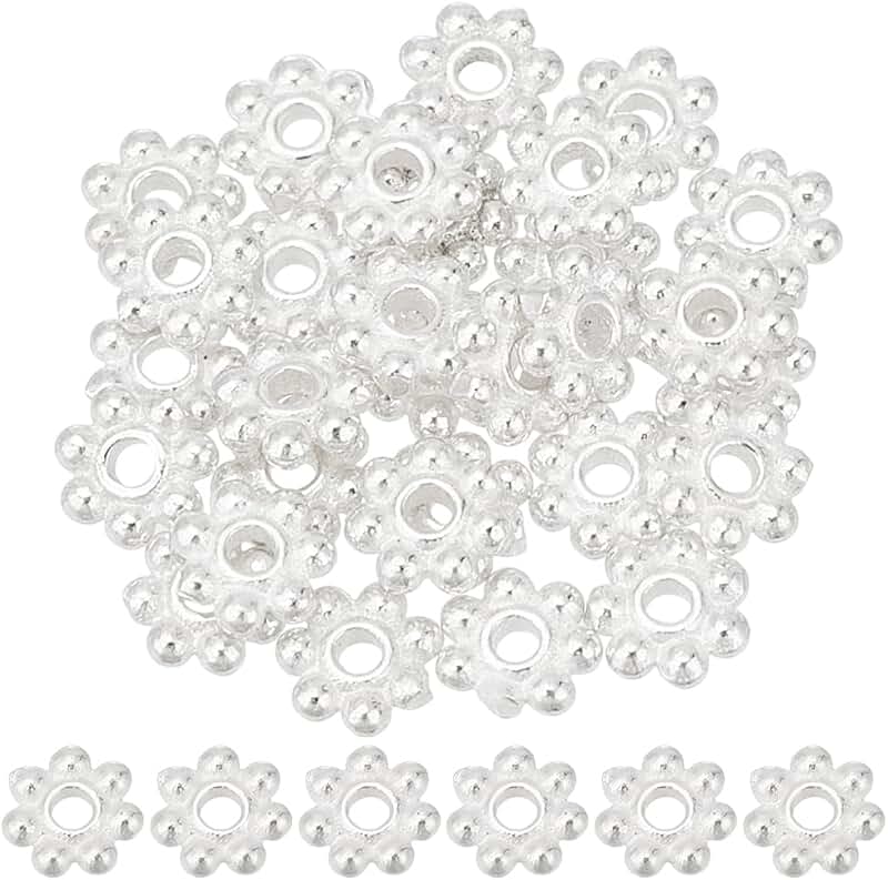 30 Sterling Silver Flower Spacer Beads, 4mm