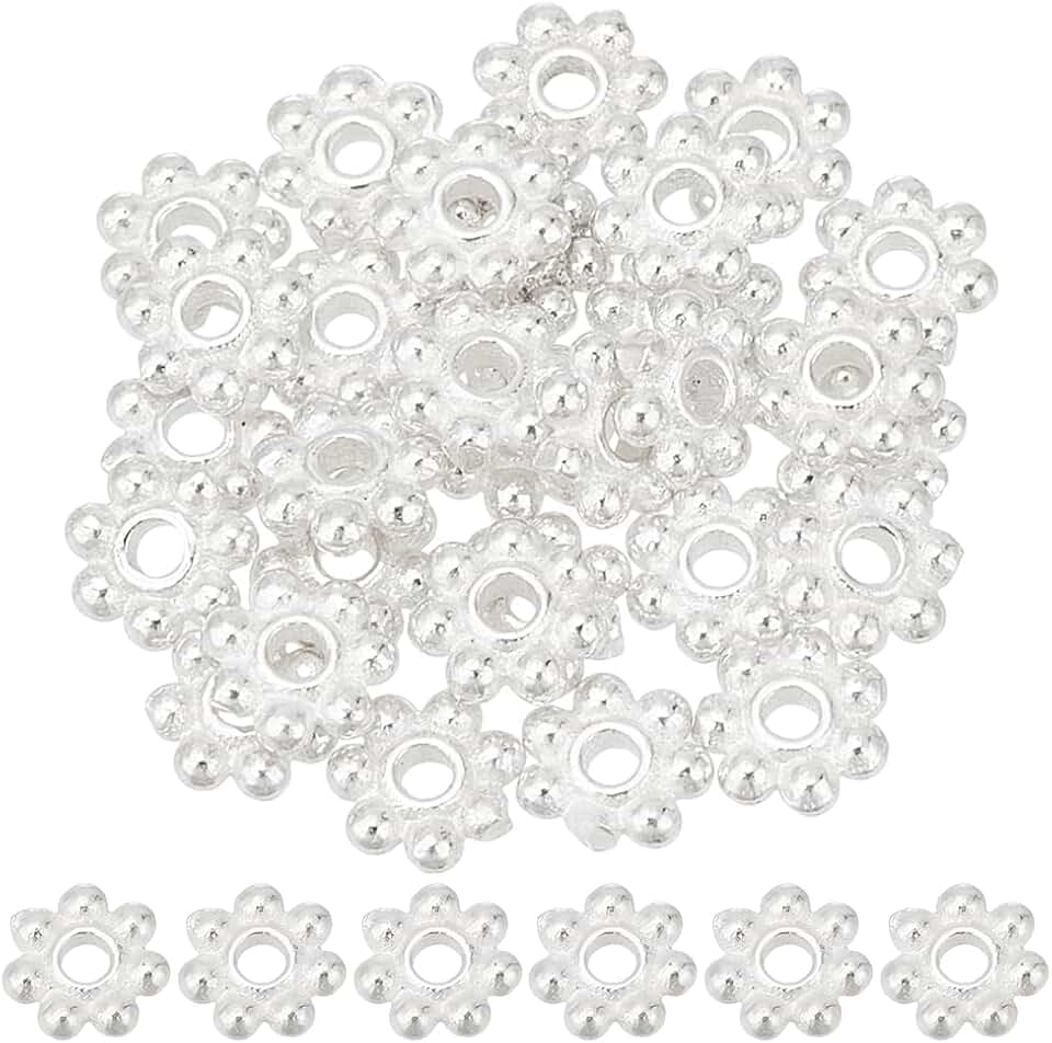 30 Sterling Silver Flower Spacer Beads, 4mm