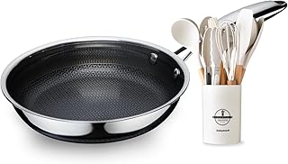 Frying Pan and Silicone Utensil Set Bundle
