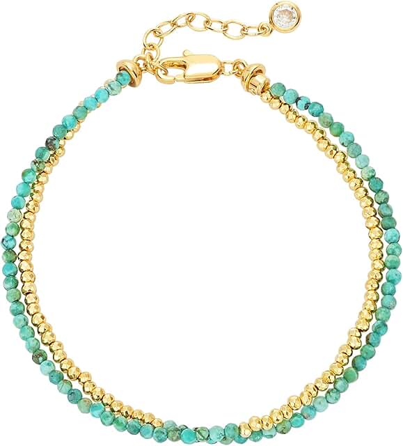 Dainty Gold Beaded Turquoise Stackable Bracelets