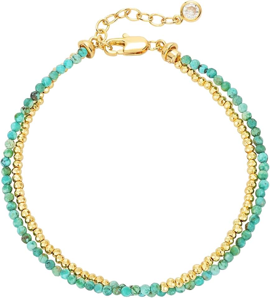 Dainty Gold Beaded Turquoise Stackable Bracelets