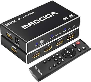 8K HDMI Switch 5 in 1 Out with Remote and App