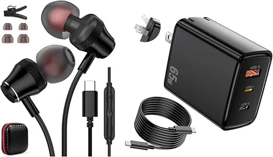 65W USB C Charger with 3 Ports and 6FT Cable