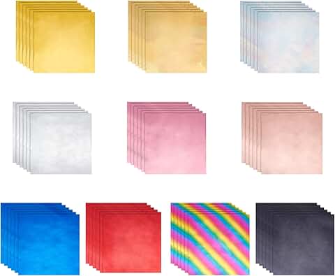 60 Sheets of 10-Color Reactive Metallic Foil Paper for Crafts