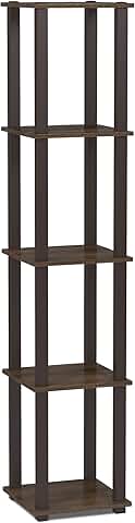4-Tier Industrial Metal Frame Shelf in Walnut