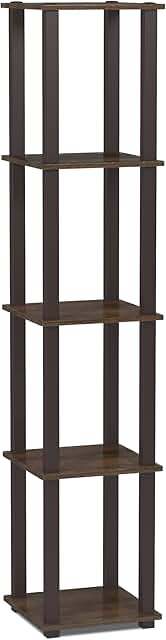 4-Tier Industrial Metal Frame Shelf in Walnut