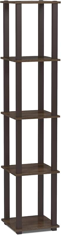 4-Tier Industrial Metal Frame Shelf in Walnut