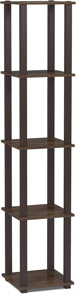 4-Tier Industrial Metal Frame Shelf in Walnut