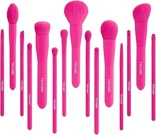 15-Piece Premium Synthetic Makeup Brush Set in Hot Pink