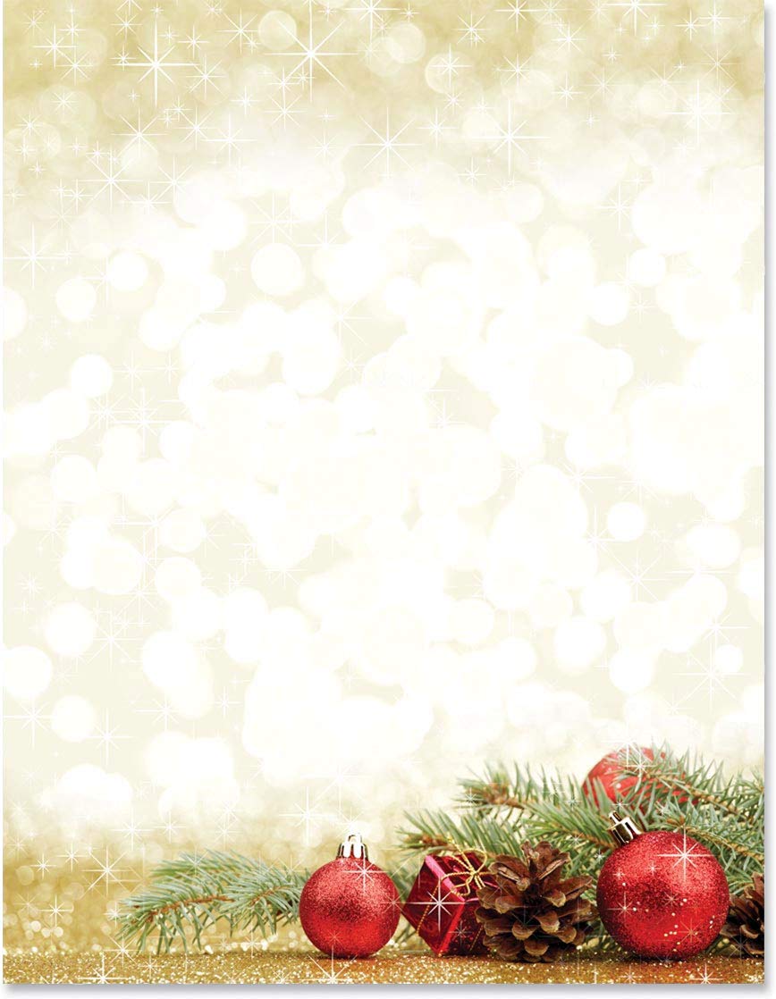 Golden Sparkle Holiday Border Paper, 8.5 x 11, 100 Sheets