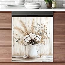 Cotton Flower Wooden Vase Magnetic Cover Panel