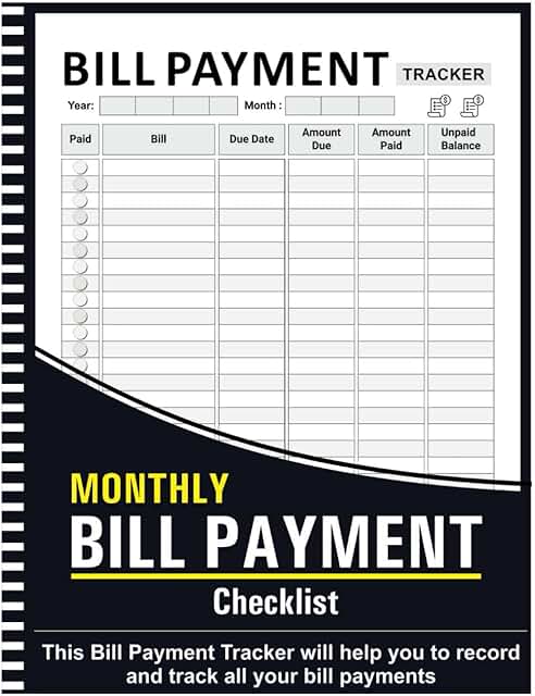 Monthly Bill Payment Checklist Notebook