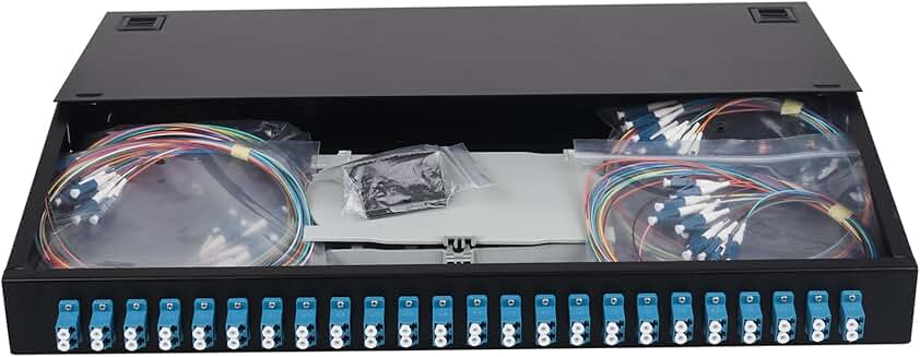 48-Port LC Fiber Enclosure with Splice Trays and Cables